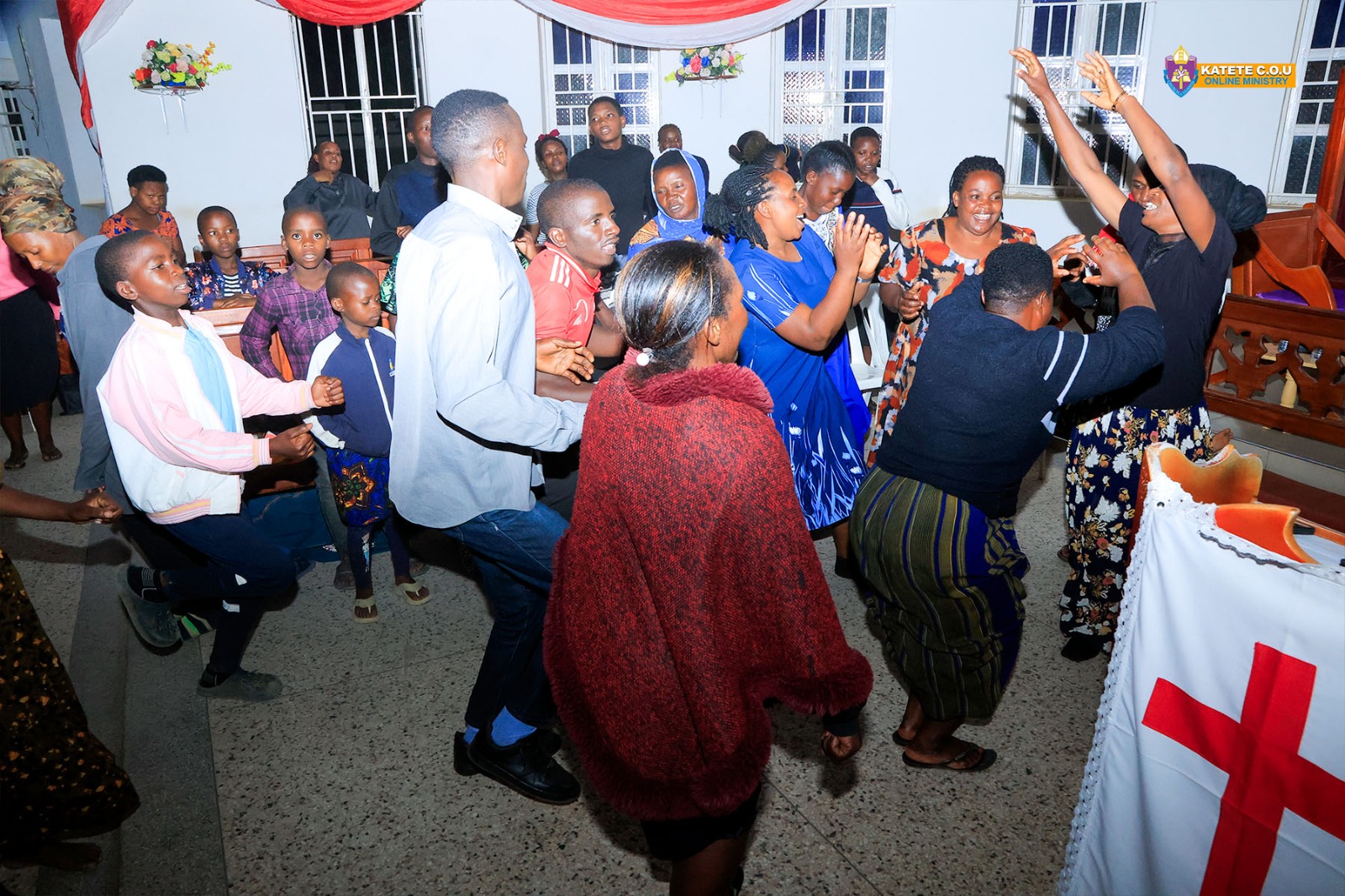 Joyful church congregation